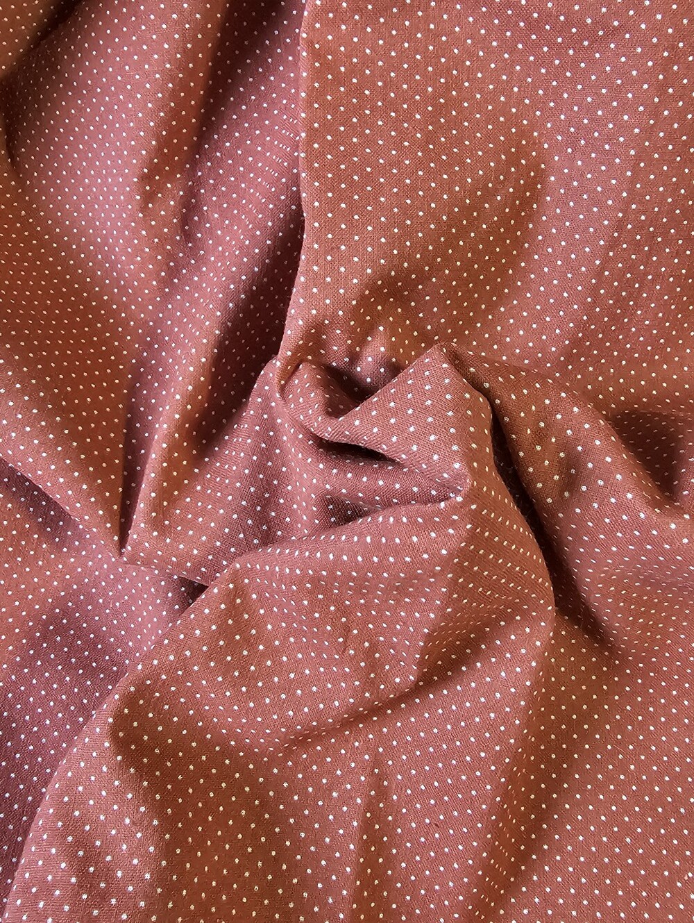 Pink and White Cotton Pin Dot Print Fabric 1 3/4 Yards Long By 44 Inches Wide